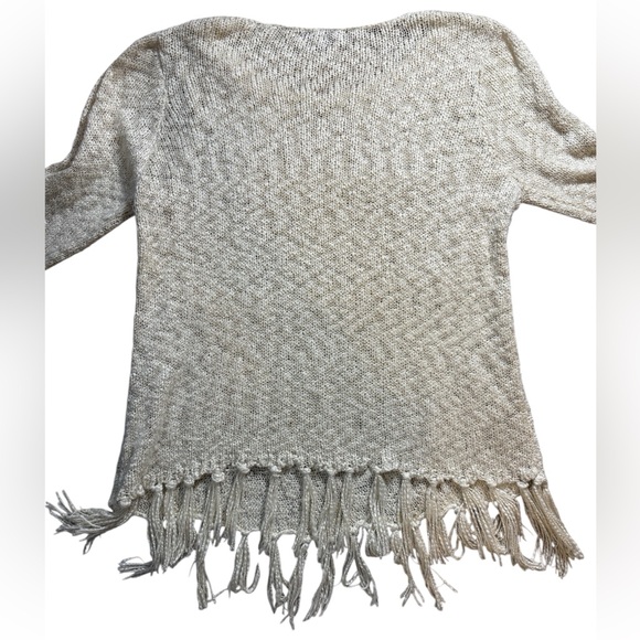 Olivia Sky Cream Open-Knit Tassel Fringe Sweater - Size 1X - Picture 5 of 9